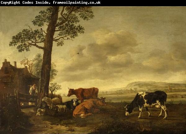 Anthonie van Borssom Landscape with cattle
